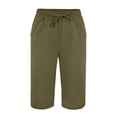 thumbnail image 4 of Gunia Linen Blend Pants For Women Capri Pants Capris Beach Cropped Trousers Drawstring Side Split Casual Ladies Pant Vacation Summer Pants, 4 of 5