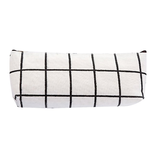 Seitruly Estuche de lápices de lona Simple a rayas frescas, bolsa de almacenamiento escolar, bolsa de cosméticos, regalo de papelería para niñas, Carpetas de archivos blanco