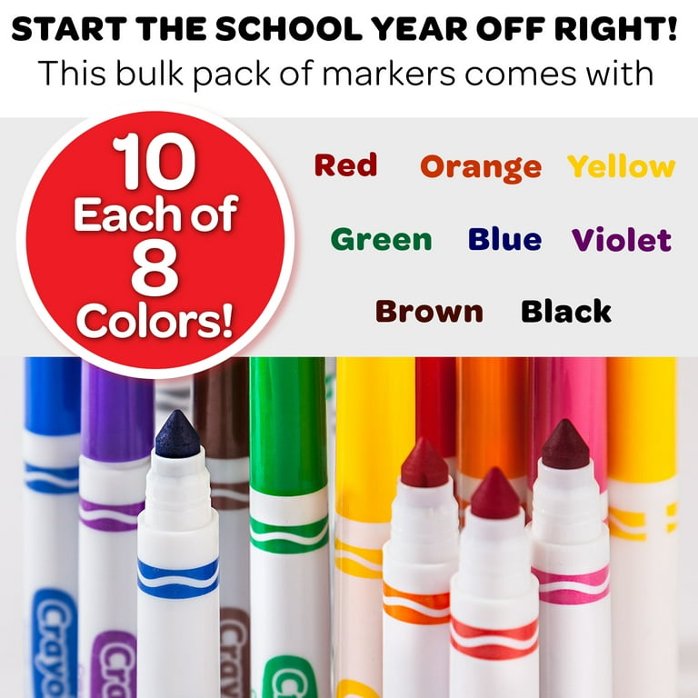 Crayola Markers Set, 256 Broad Line Markers in 16 Assorted Colors, Non-toxic