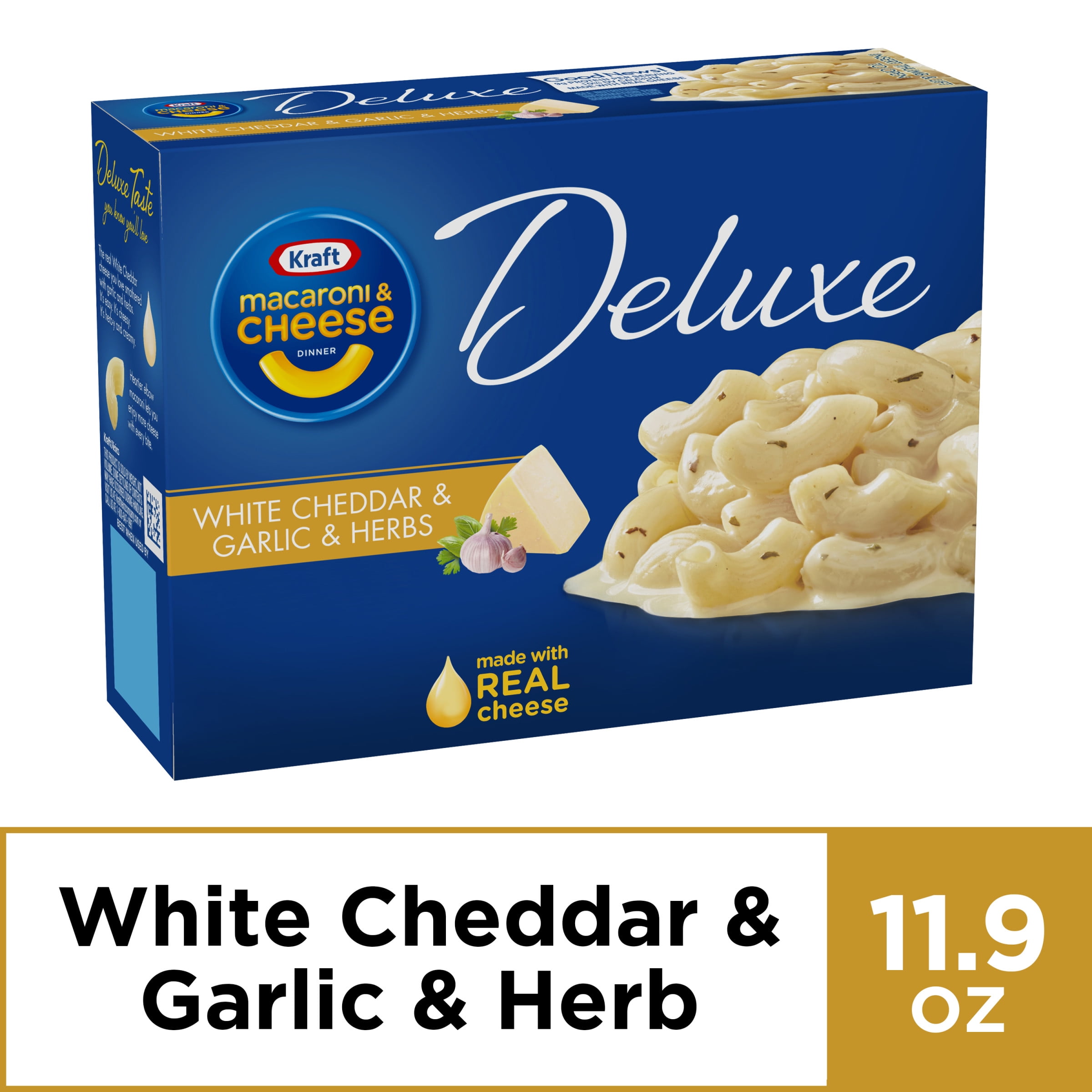 Kraft Deluxe White Cheddar & Garlic & Herbs Mac and Cheese Dinner, 11.9