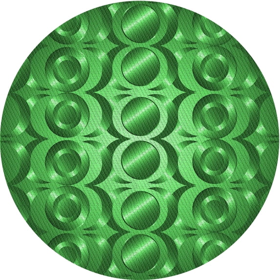 Ahgly Company Machine Washable Indoor Round Transitional Green Area Rugs, 6' Round