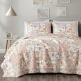 thumbnail image 2 of Chezmoi Collection Abbi 2-Piece Multicolor Pink Shabby Chic Bedding Twin Quilt Set Pre-Washed Cotton Floral Coverlet Bedspread Ruffled Patchwork Quilt, Twin Size, 2 of 8