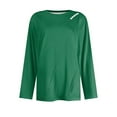 thumbnail image 6 of EchfiProm Long Sleeve Tops for Women Fall Pullover Crew Neck Green Relaxed Fit Plain Ladies T-Shirt, 6 of 7