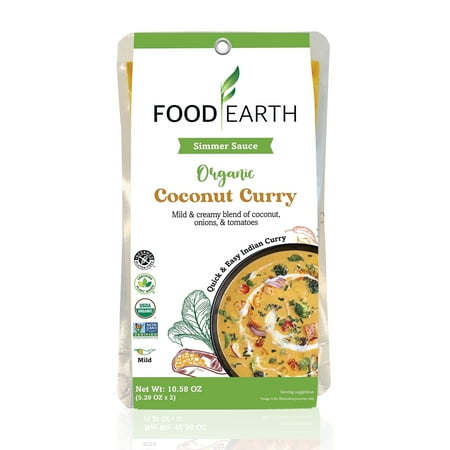 Food Earth Organic Indian Coconut Curry Simmer Sauce, Vegan, 2 Count, Shelf Stable