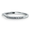 thumbnail image 3 of BERRICLE Sterling Silver Wishbone Wedding Rings Micro Pave Set Round Cut Cubic Zirconia CZ Curved Half Eternity Ring for Women, Rhodium Plated Size 10, 3 of 8