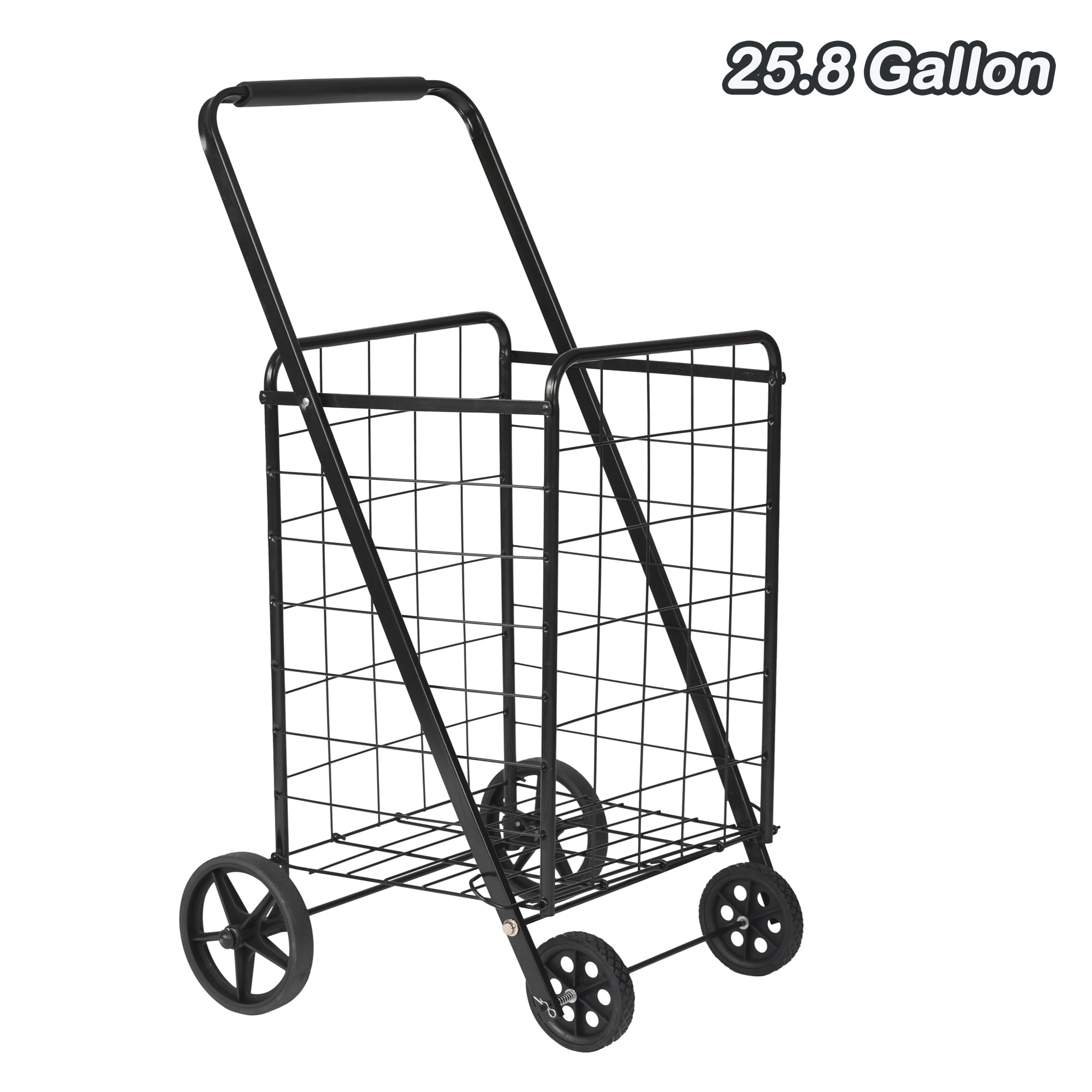 Folding Shopping Cart Liner Rolling Utility Trolley Wheels Basket Hood Bag Dark 