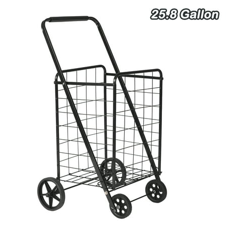 KARMAS PRODUCT Folding Grocery Shopping Cart with Durable Wheels Collapsible Large Metal Utility Cart for Daily use, (Best Way To Use Grocery Coupons)