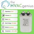 thumbnail image 4 of Condensador HVAC Genius 10uF ± 5% 370VAC/440VAC para AC, 4 of 6