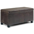 thumbnail image 1 of SIMPLIHOME Dover 36 inch Wide Rectangle Lift Top Storage Ottoman Bench in Upholstered Distressed Brown Faux Leather, Footrest Stool, Coffee Table for the Living Room, Bedroom and Kids Room, 1 of 2