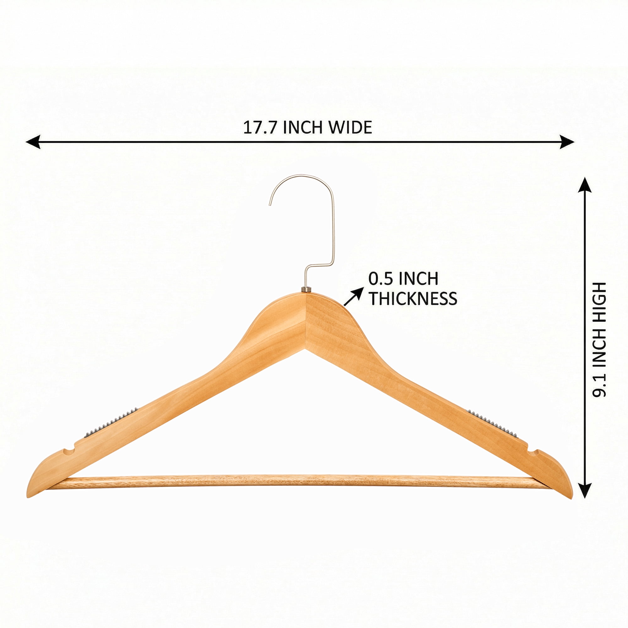 Unique Bargains 2Pcs Wood Durable Space Saving Home Clothes Hangers Light Brown