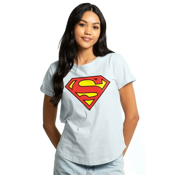 Superman Classic Logo Women's Graphic T-Shirt Rolled Sleeve Tee
