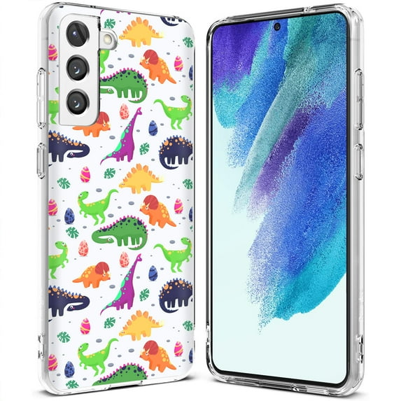 TalkingCase Slim Case Compatible for Samsung Galaxy S21 FE 5G (Fan Edition), Dinosaur 7 Print, Lightweight, Flexible, Soft, USA