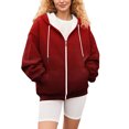 thumbnail image 6 of ManxiVoo Women's Oversized Pocket Zipper Hooded Jacket Long Sleeve Track Style Casual Top M Size Red, 6 of 7