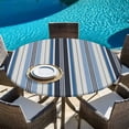 thumbnail image 6 of Blue Grey Striped Round Tablecloth, Fitted Table Cover with Elastic for 45"-54" Round Tables, Farmhouse Modern Stripes Art Table Cloth Outdoor Indoor Dinning Party Waterproof Tablecloths, 6 of 7
