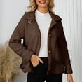 thumbnail image 2 of Fashion Winter Warm Fleece Jackets for Womens Plus Size Casual Solid Round Neck Pocket Hem Slit LooseTop Long Sleeve Parkas, 2 of 9