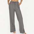 thumbnail image 3 of Women's Drawstring High Waist Pants Straight Leg Casual Trousers with Pocket for Loungewear and Travel Summer Palazzo Pants Flowy Beach Lounge Pants with Pockets, 3 of 6