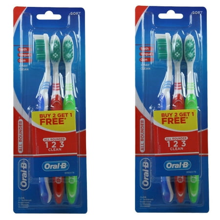 2 x 3 Packs = 6 Oral B All Rounder 3 Way Clean SOFT (Best Way To Sterilize Toothbrush)