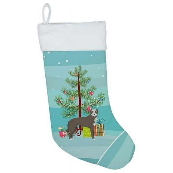 Caroline's Treasures Lurcher 1 Multi-color Christmas Stocking, with Soft Suede Fabric 18"