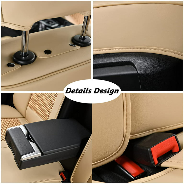  Coverado Seat Covers, Car Seat Covers Full Set, Leather Seat  Covers Protector Automotive Seat Covers with Lumbar Support Universal Fit  for Most Sedans SUV Pick-up Truck(Beige) : Automotive
