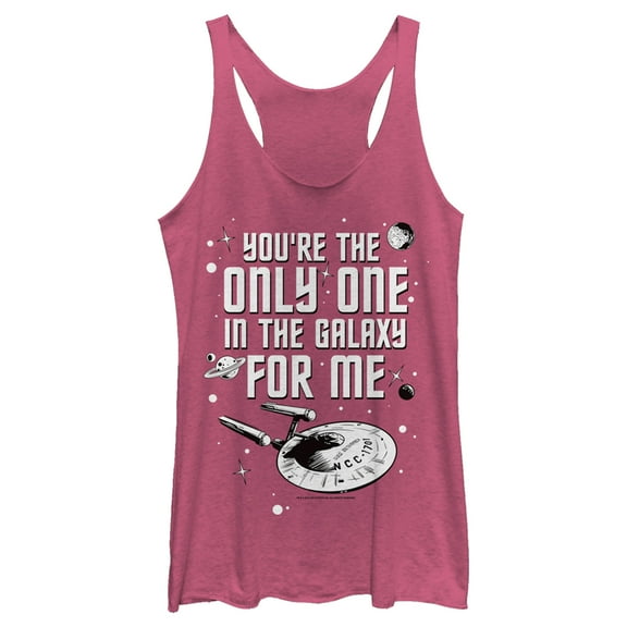 Women's Star Trek Valentine's Day Your The Only One In The Galaxy For Me Racerback Tank Top Pink Heather X Small