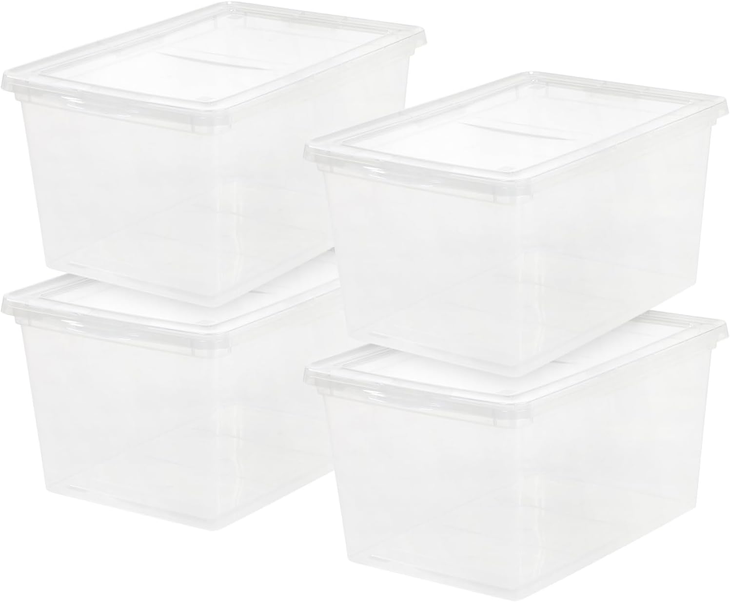 IRIS 58 Qt Storage Bins with Lids, Clear Stackable Containers, 4Pk