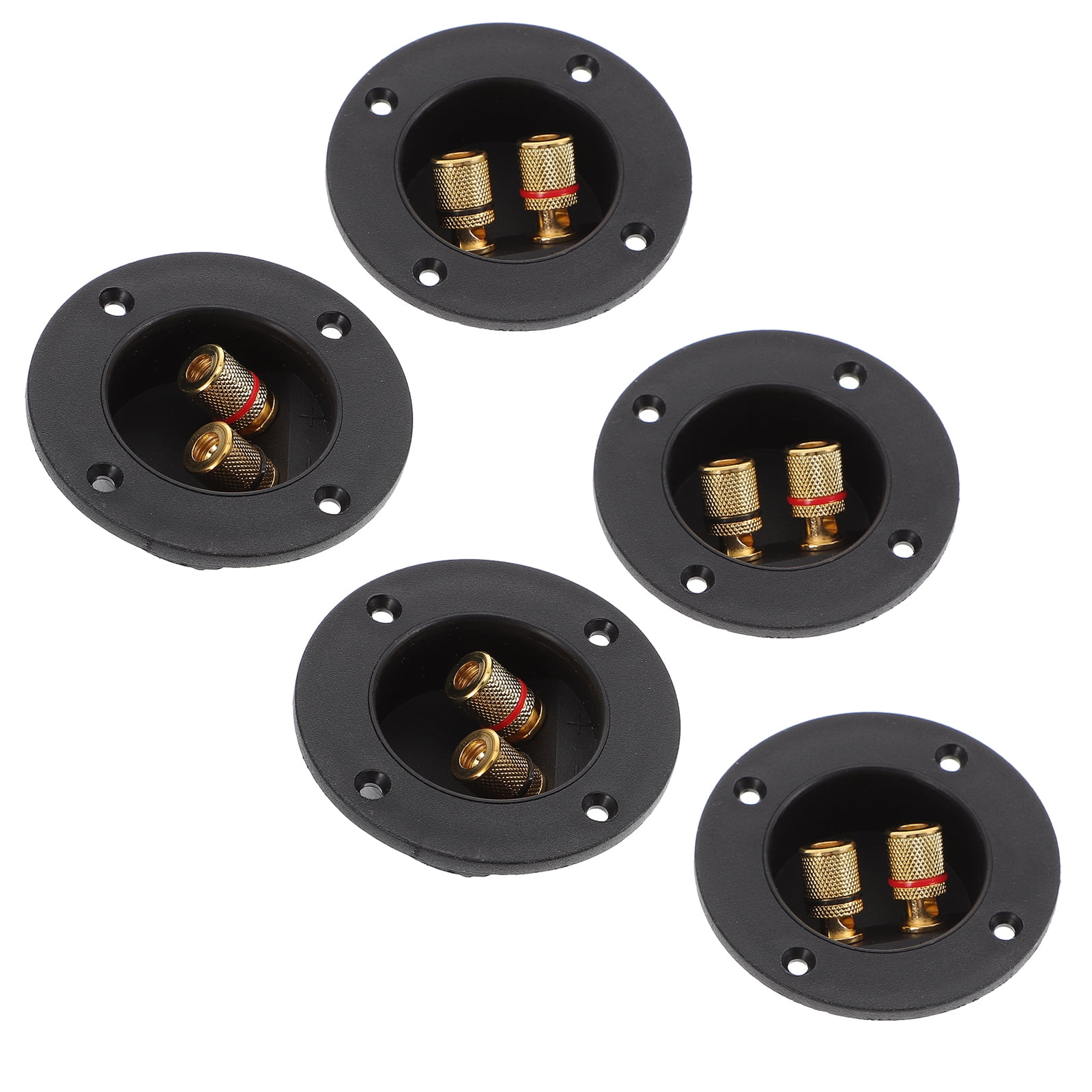 Black 5pcs DIY Home Car Stereo 2-Way Speaker Box Terminal Binding Post Round Spring Cup Connectors Subwoofer Plugs 