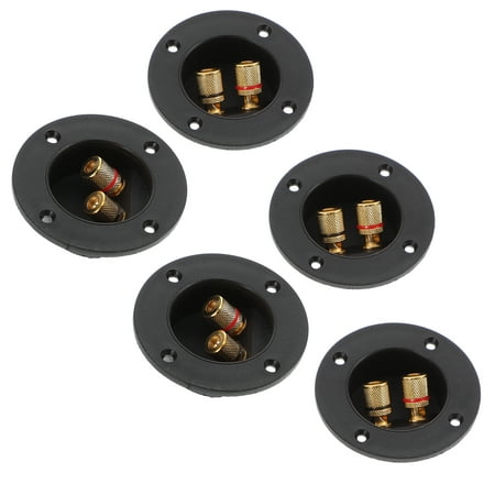 

5pcs DIY Home Car Stereo 2-Way Speaker Box Terminal Binding Post Round Spring Cup Connectors Subwoofer Plugs (Black)
