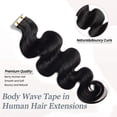 thumbnail image 2 of Wavy Natural Black Tape in Human Hair Extensions for Women Human Hair Body Wave 14 Inch Invisible Double Sided Skin Weft Tape in Hair Extensions 20pcs/pack, 2 of 7