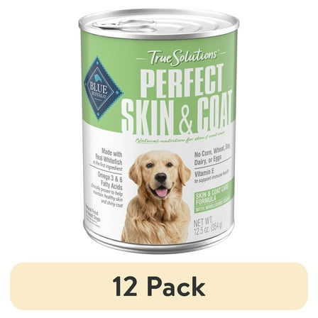(12 pack) Blue Buffalo True Solutions Skin & Coat Care Wet Dog Food, 12.5-oz. Can