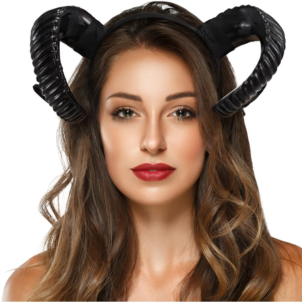 Diadema de cuernos de diablo para Halloween, diadema gótica de cuerno de antílope, diadema para disfraz de cosplay, tocado de cuernos para niños y adultos