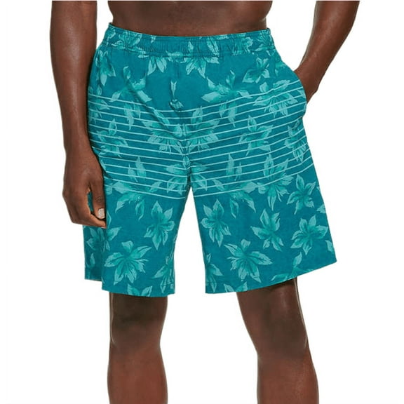 Kirkland Signature Men's Swim Shorts (Green Floral, XX-Large)