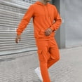 thumbnail image 3 of MELDVDIB Mens Hoodies and Cargo Sweatpants Set Solid Color Long Sleeve Hooded Sweatshirt with Multi Pocket Sweatpants Casual Tracksuit for Daily Wear, 3 of 6