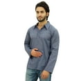 thumbnail image 2 of Atasi Men's Gray Kurta Roll-Over Shirt Collar Neck Ethnic Indian Clothing-XL, 2 of 7
