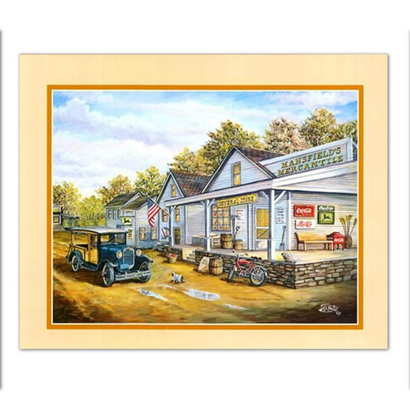 Country Garage Gas Station and Car Wall Picture 16x20 Art Print