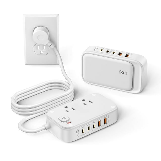 Regleta de alimentación USB KWRNVO con cargador USB C de 65 W y 7 puertos