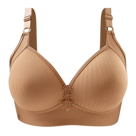 kamemir Womens Bras No Underwire Women s Comfort Wireless T-shirt Bra  Pullover Wirefree T-shirt Bra(Khaki 40)
