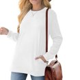 thumbnail image 5 of AOOCHASLIY Women's Blouse Womens Fashion Solid Round Neck Pleated Long Sleeve Loose T-shirt Tops, 5 of 5