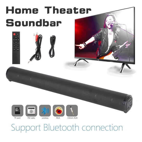 Topteng Bluetooth 5.0 Sound Bar for TV with Wireless Subwoofer, 40W 4 Speaker Home Theater System, 3D Surround Sound, TWS Function, Multiple Connectivity (AUX/RCA/USB/TF/FM), With Remote Control