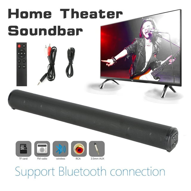Topteng Bluetooth 5.0 Sound Bar for TV with Wireless Subwoofer, 40W 4 Speaker Home Theater System, 3D Surround Sound, TWS Function, Multiple Connectivity (AUX/RCA/USB/TF/FM), With Remote Control