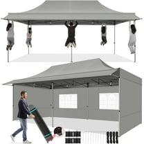 SANOPY 10x20 FT Pop Up Canopy Tent with Awning,Heavy Duty Canopy UPF 50  All Season Wind Waterproof Commercial Outdoor Street Vendors Party Tents for Parties Canopy with Roller Bag