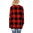 thumbnail image 4 of Hanerdun Women Long Sleeve Plaid T-Shirt Top Female V-Neck Tee Blouse Red M, 4 of 5