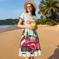 thumbnail image 4 of Easygdp Merry Christmas 1 para Vestido Transpirable de Mujer, Vestido Suelto de Manga Corta con Pliegues y Bolsillos para el Verano, 4 of 6