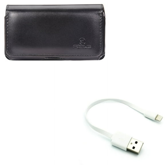 Case Belt Clip w Short USB Cable for iPhone 8/7/6S/6 - Leather Swivel Holster Loops Cover, Charger Cord Power Wire Fast Charge for iPhone 8/7/6S/6 Models