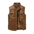 thumbnail image 4 of Chalecos de cuero PU para hombre, chaleco de lana con múltiples bolsillos Vintage para motocicleta, chaqueta fina sin mangas a la moda, Chaquetas de invierno y otoño para hombre, 4 of 4