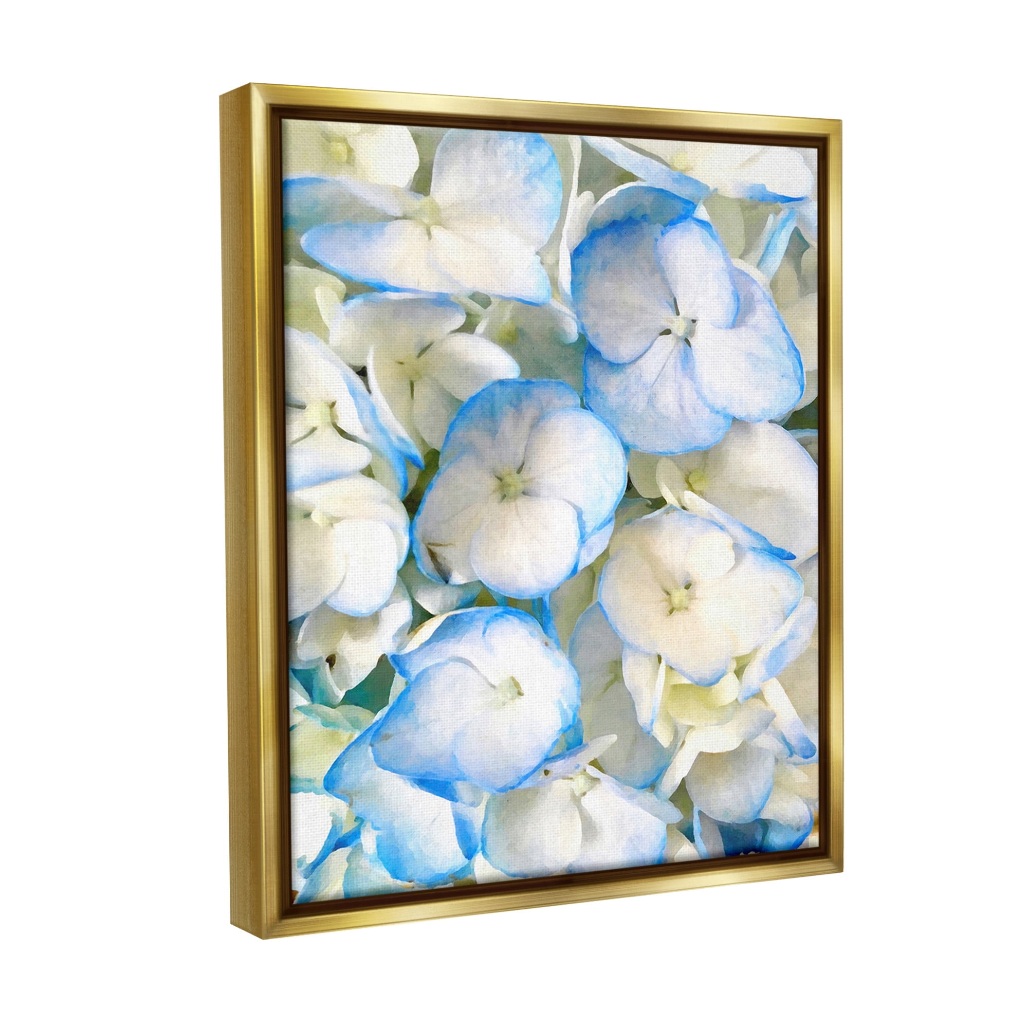 Stupell Industries Blue Pansies Pattern Botanical & Floral Photography Gold Floater Framed Canvas Art Print Wall Art, 25 x 31