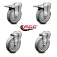 thumbnail image 2 of 5 Inch Gray Polyurethane Swivel Bolt Hole Caster Set with 2 Total Lock Brake, 2 of 2