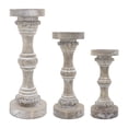 thumbnail image 3 of Sagebrook Home Wood, 13" Banded Bead Candle Holder, Antique White, Pillar, Wood, Contemporary, 5"L X 5"W X 13"H, Beaded, 3 of 3