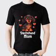 thumbnail image 2 of Lotusprinthandmade Cute Dachshund Mom Illustration Black Classic Unisex T-Shirt 100% Cotton S-5XL (5XL), Pet Lover Day Tees, 2 of 5
