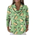 thumbnail image 2 of Dwralegc Sweaters for Women 2025 Lightweight Printed Scrub Cowl Neck Knit Blouses Long Sleeve Clothes Jumper Fashion Fall Winter Sweaters Green XL, 2 of 5