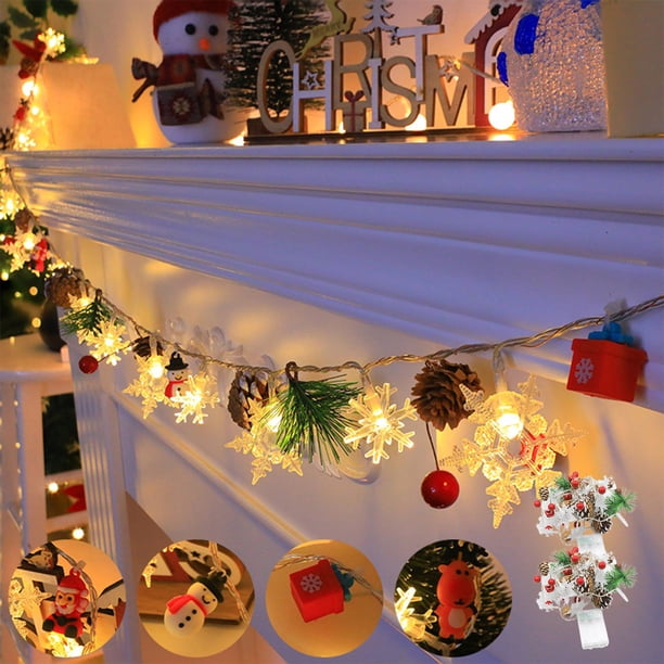 Xihbxyly Guirnalda de Luces Navideñas con Diseño de Copos de Nieve, Led a Pilas, Luz Cálida y Acogedora, Decoración para Interiores y Exteriores, Uso Versátil, Fiestas Navideñas, 200 Cm de Largo.